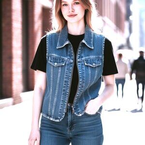 New York Jeans Collection Faded Denim Vest Size M Cotton - 100% Smoke Free Home